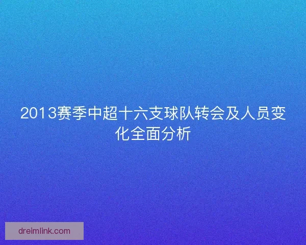 2013赛季中超十六支球队转会及人员变化全面分析