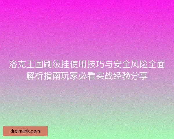 洛克王国刷级挂使用技巧与安全风险全面解析指南玩家必看实战经验分享